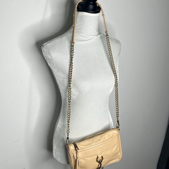 Rebecca Minkoff Mini MAC Tan leather Crossbody Gold Hardware fringe on zippers - Picture 3 of 12